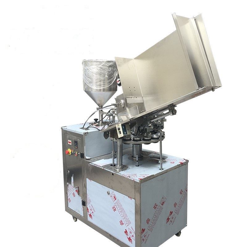The automatic hand cream filling and sealing machine adopts the automatic lift servo filling method, the filling is accurate (adjustable), and the measurement error is small. The machine adopts advanced technology, and there will be no tailing, stretching and other phenomena during filling. The material will not solidify during filling and storage. According to the different hose material, the machine is divided into metal hose filling and sealing machine and plastic hose filling and sealing machine. The former adopts the method of two-way folding tail sealing, which completely solves the problem of tail sealing. The tail sealing is beautiful and easy to operate. The latter adopts the hot melt sealing method, and the sealing is firm. The machine has stepless speed regulation, measuring, filling, sealing, printing and ejecting functions. Can be used for filling and sealing of hoses for liquid, paste and gel products in the medical and chemical industries.